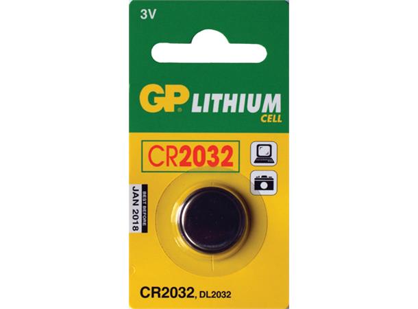 GP 2032 Knappcell Batteri 3V 1 stk, ø20mmx3.2mm, Lithium